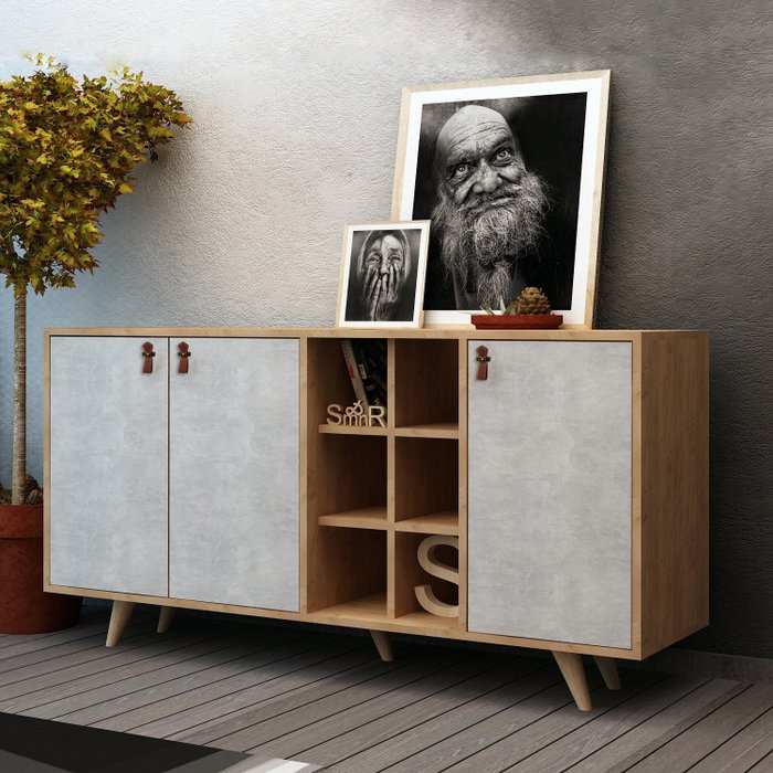 Hanah Home Prilika Consola Roble y Blanco Hanah Home Prilika Consola Roble y Blanco